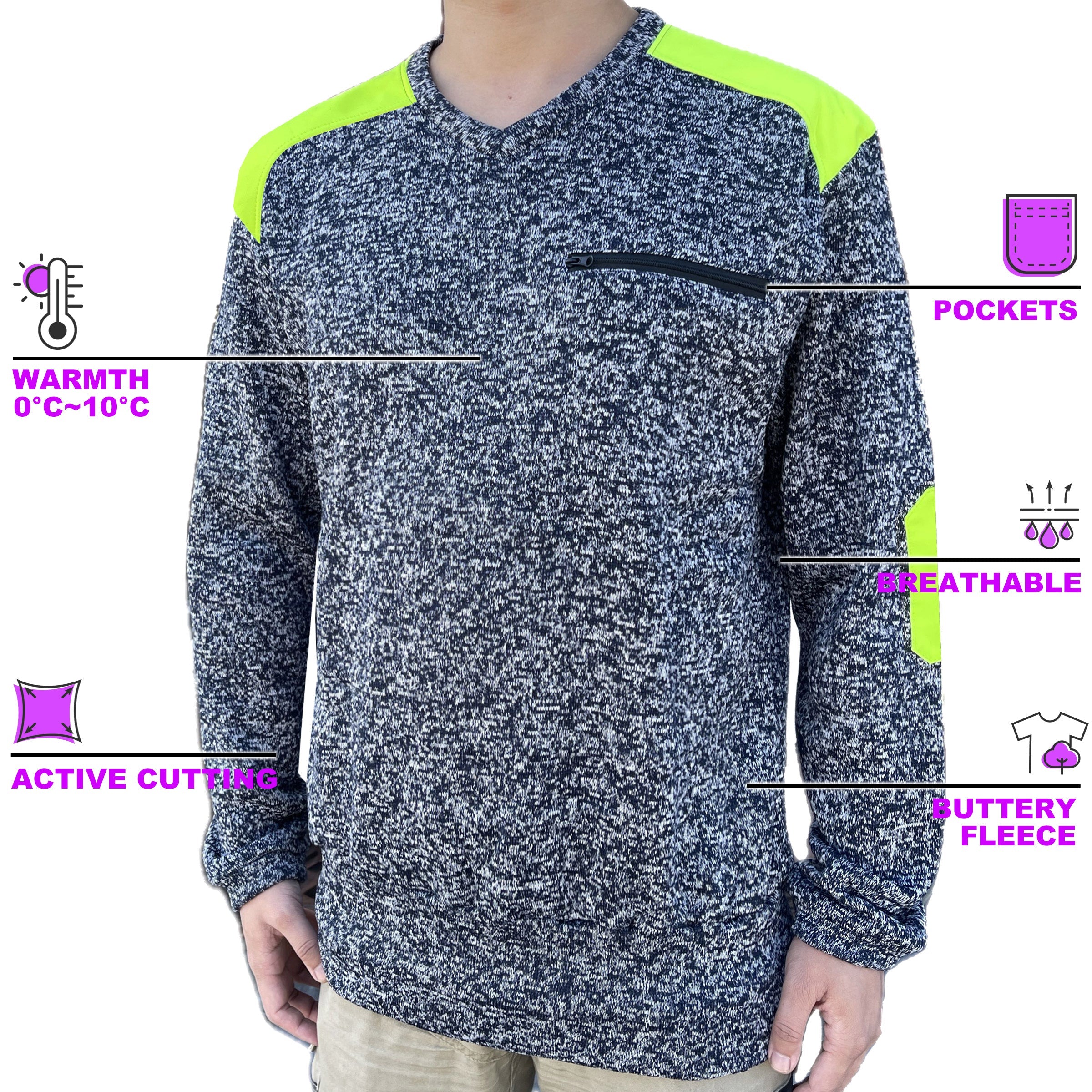 "Custom Crew Hi Vis Jumper Add Your Logo – Marle Fleece Safety Workwear - NS PROMO"