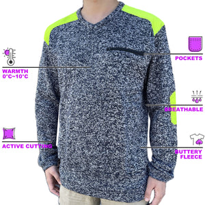 "Custom Crew Hi Vis Jumper Add Your Logo – Marle Fleece Safety Workwear - NS PROMO"