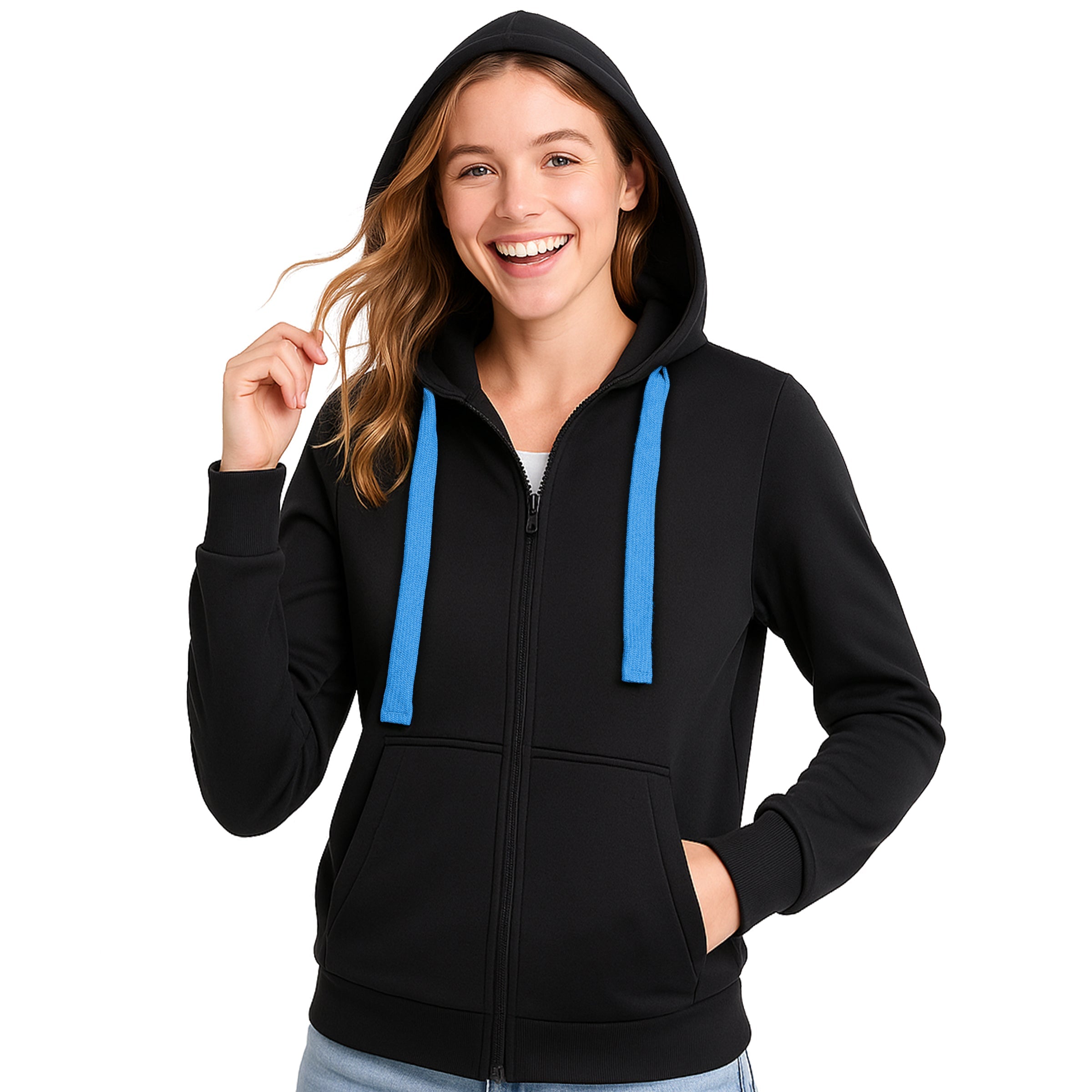 "Custom Womens Contrast Zip Hoodie Add Your Logo – ISUSI - NS PROMO"