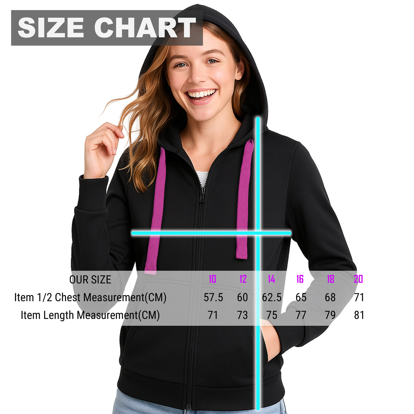 "Custom Womens Contrast Zip Hoodie Add Your Logo – ISUSI - NS PROMO"