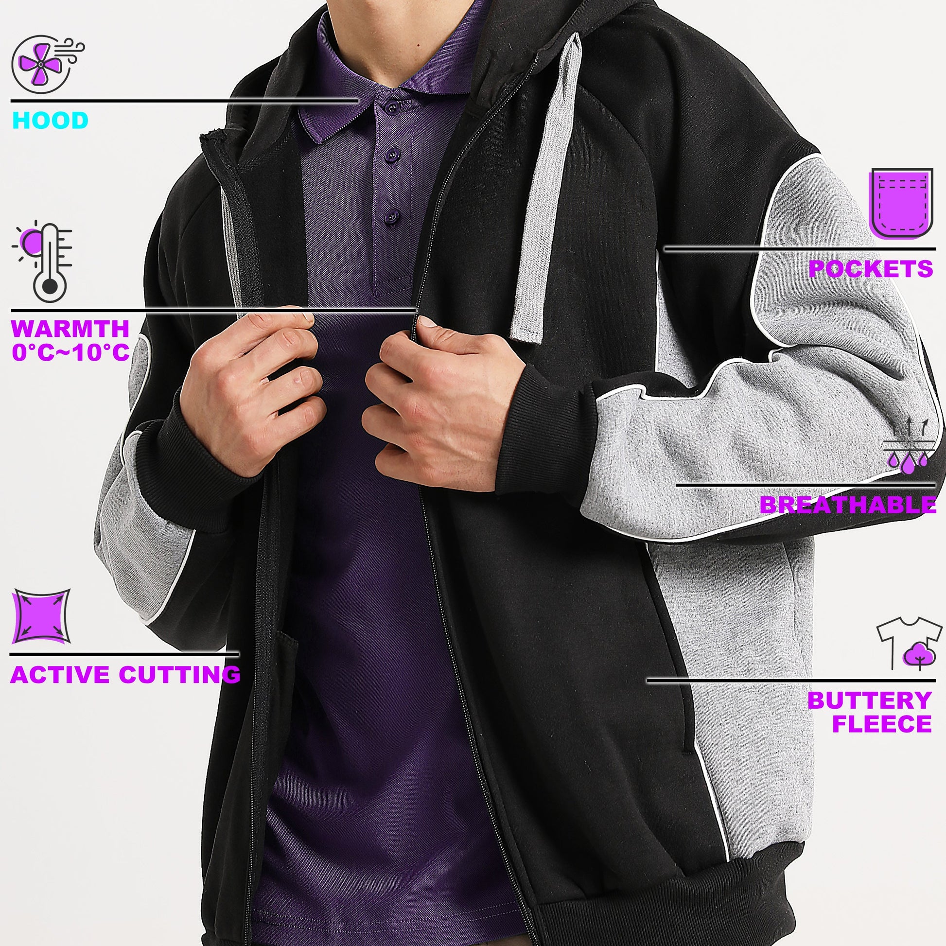 "Custom Panel Zip Hoodie Jumper Add Your Logo – Big Bee - NS PROMO"