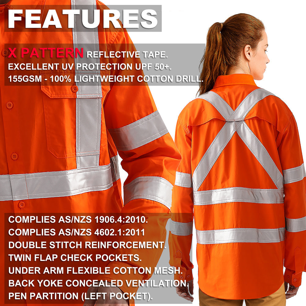 "Custom Womens Rail Compliant Hi Vis Work Shirt – Add Your Logo | NS Promo - NS PROMO"