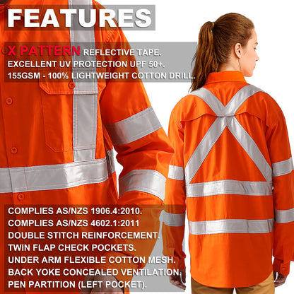 "Custom Womens Rail Compliant Hi Vis Work Shirt – Add Your Logo | NS Promo - NS PROMO"