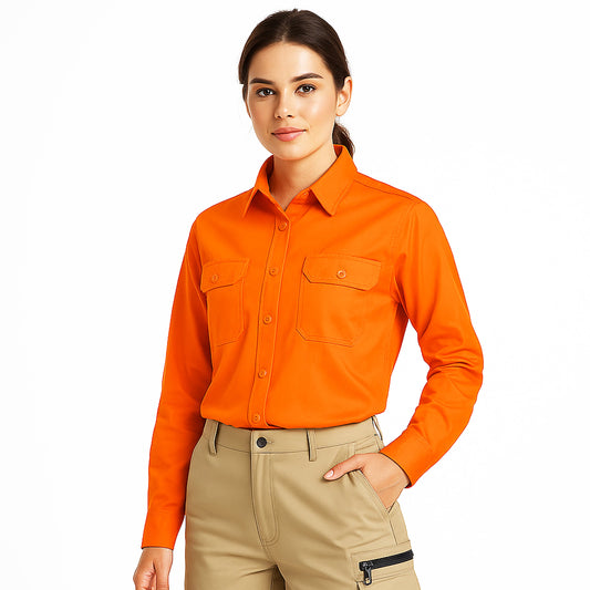 "Custom Womens Hi Vis Lightweight Work Shirt – Logo Embroidery & Printing | NS Promo - NS PROMO"