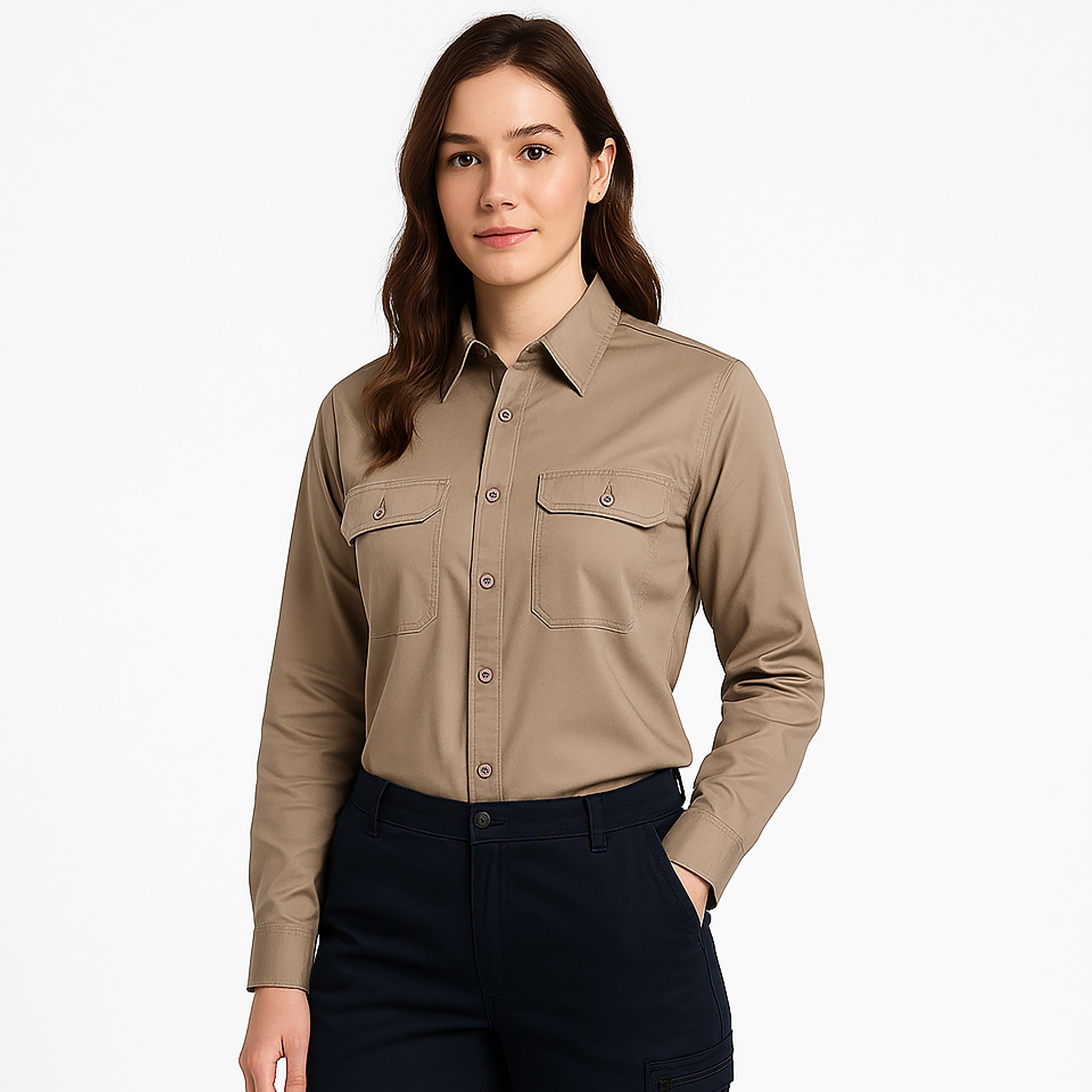 "Custom Womens Hi Vis Lightweight Work Shirt – Logo Embroidery & Printing | NS Promo - NS PROMO"