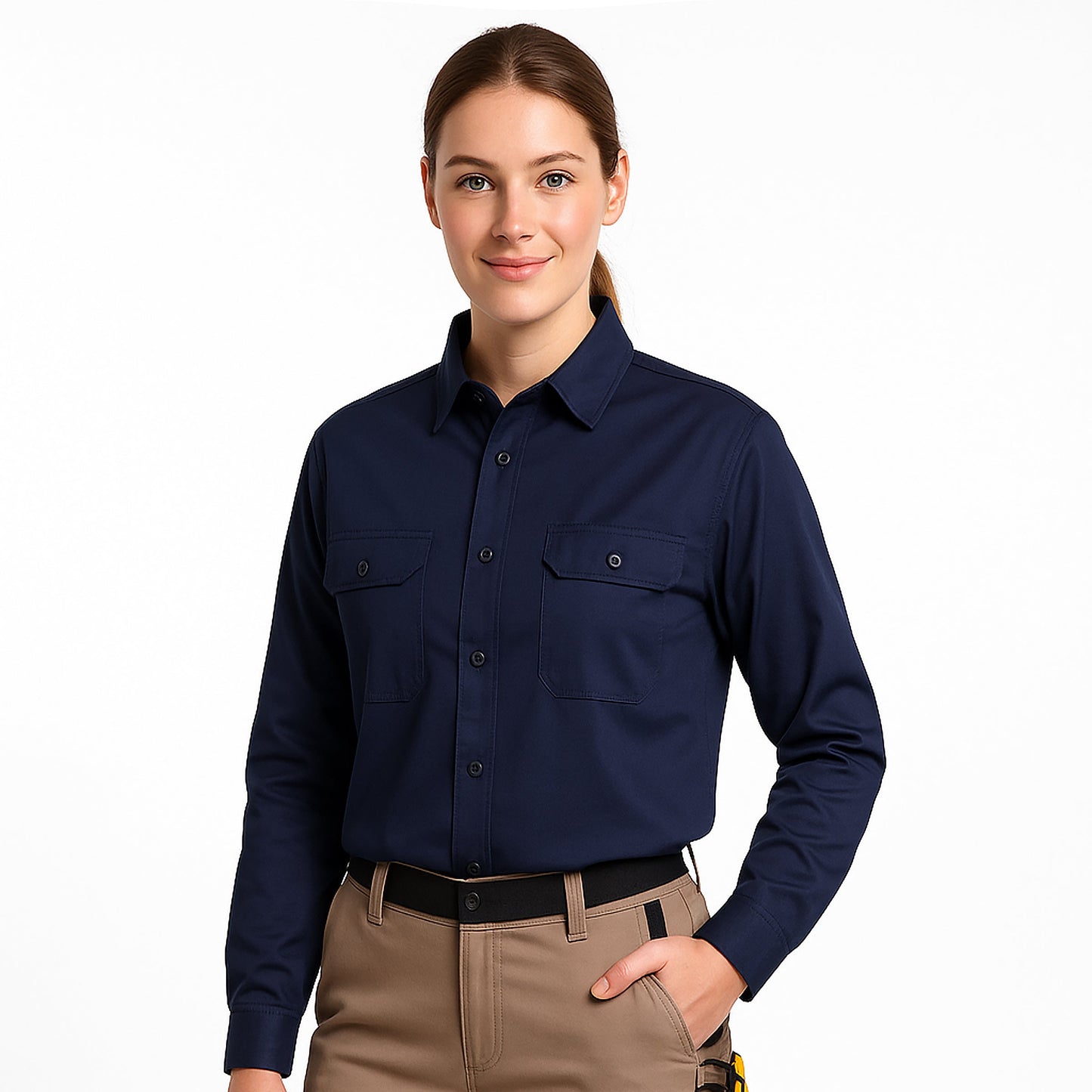"Custom Womens Hi Vis Lightweight Work Shirt – Logo Embroidery & Printing | NS Promo - NS PROMO"