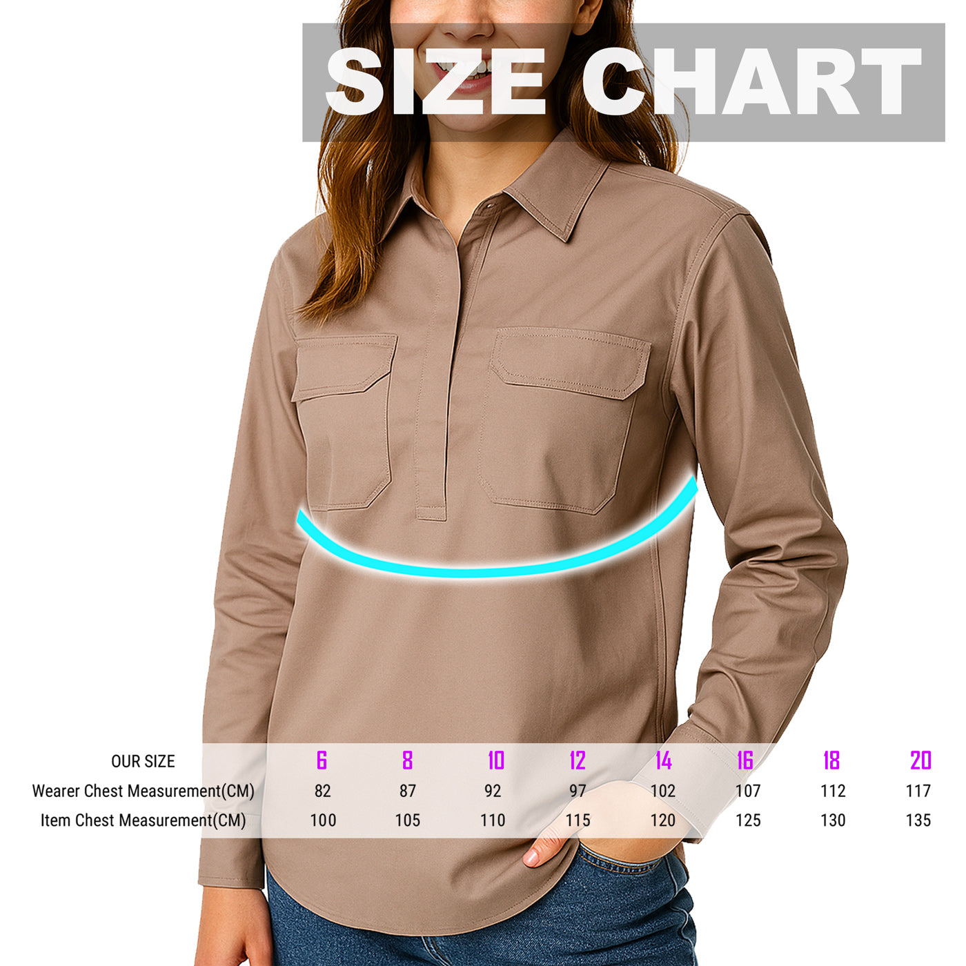 "Custom Womens Hi Vis Closed Front Work Shirt – Logo Embroidery & Printing | NS Promo - NS PROMO"