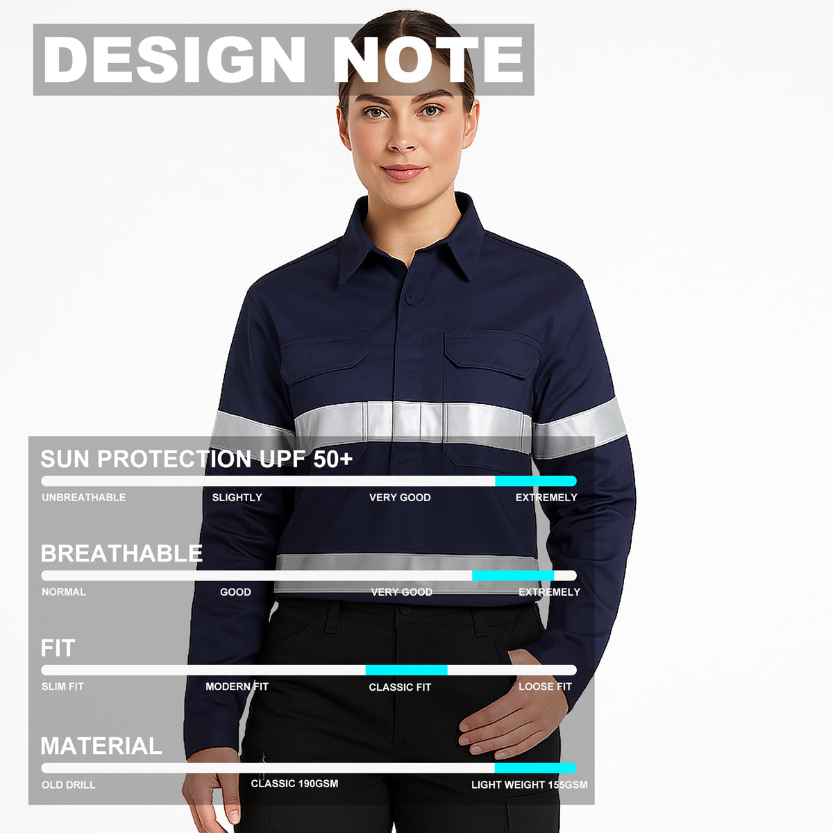 "Custom Womens Hi Vis Closed Front Work Shirt – Logo Embroidery & Printing | NS Promo - NS PROMO"