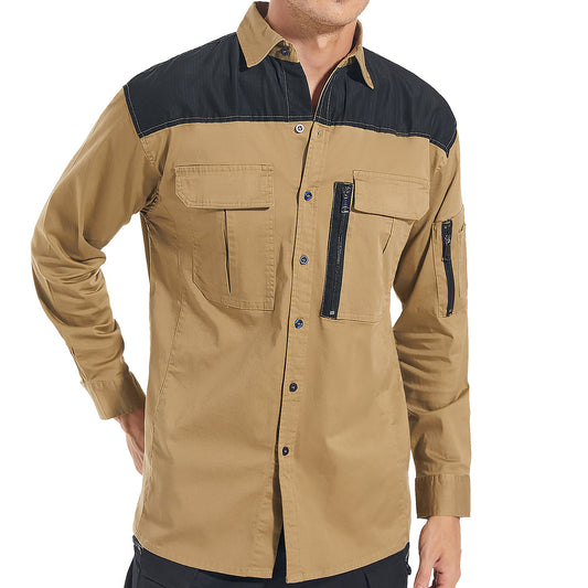 "Custom Mens ZIP Work Shirt – Stretch Cotton, Logo Printing & Embroidery | NS Promo - NS PROMO"