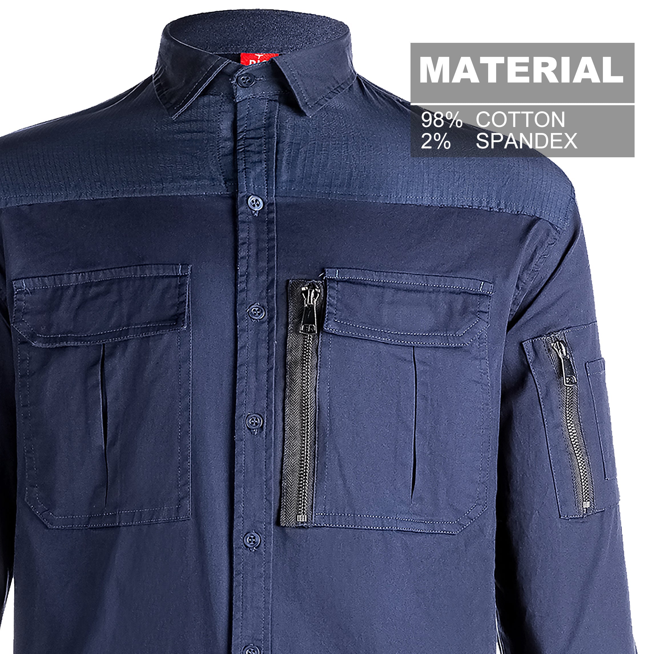 "Custom Mens ZIP Work Shirt – Stretch Cotton, Logo Printing & Embroidery | NS Promo - NS PROMO"