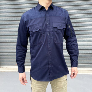 "Custom Mens Stretch Cotton Work Shirt – Logo Embroidery & Printing | NS Promo - NS PROMO"