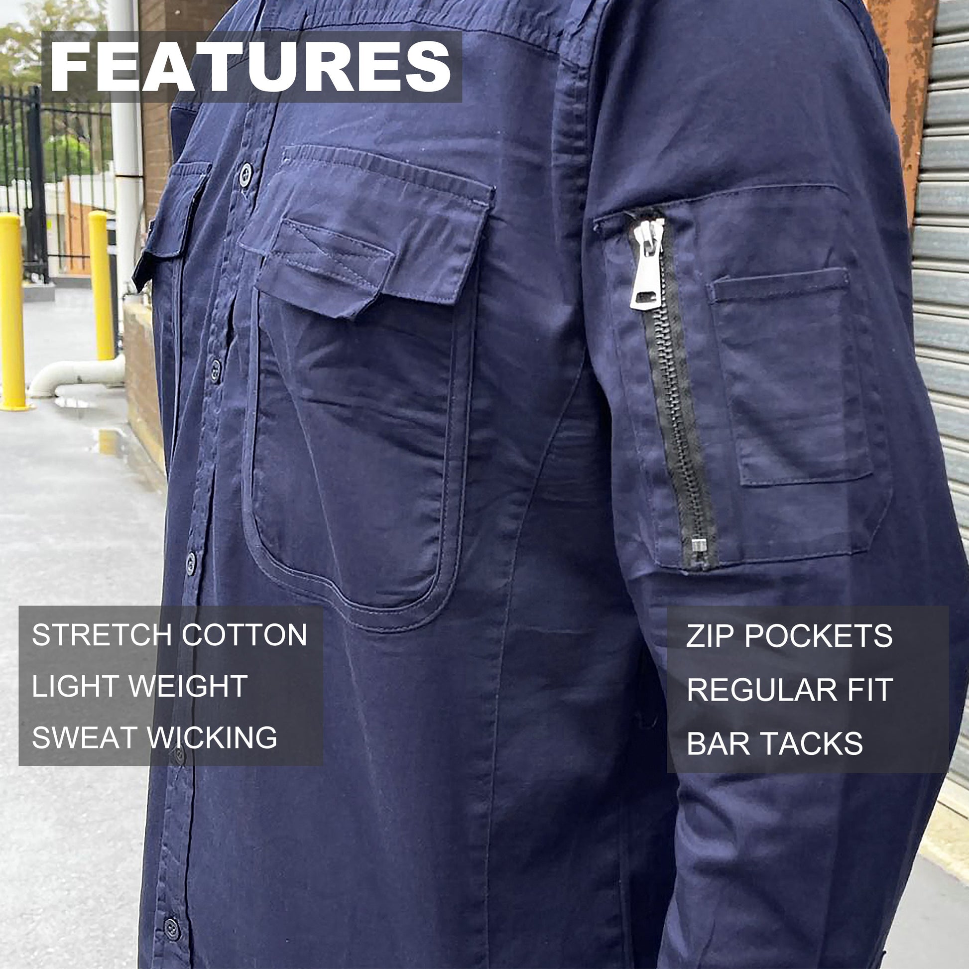 "Custom Mens Stretch Cotton Work Shirt – Logo Embroidery & Printing | NS Promo - NS PROMO"