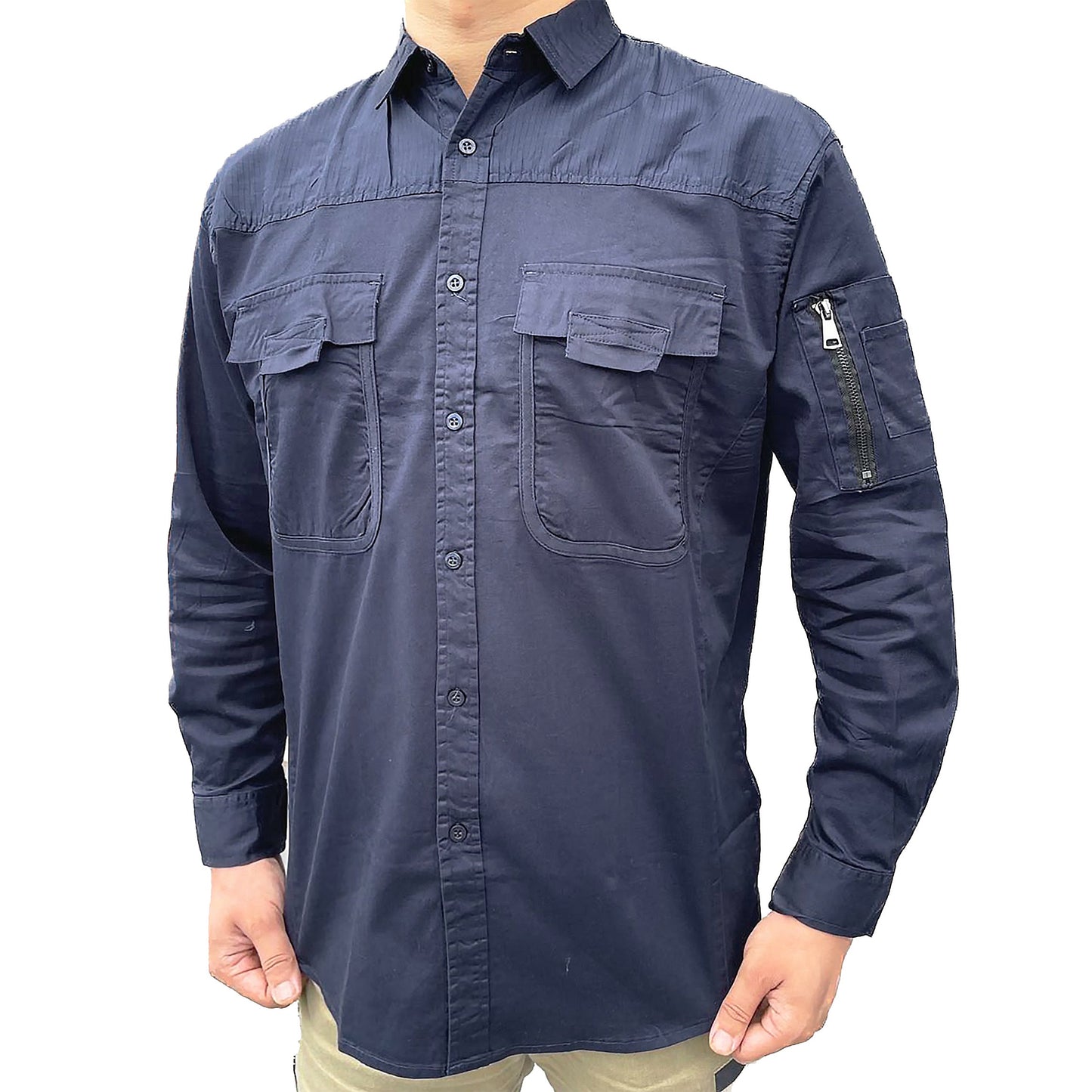 "Custom Mens Stretch Cotton Work Shirt – Logo Embroidery & Printing | NS Promo - NS PROMO"
