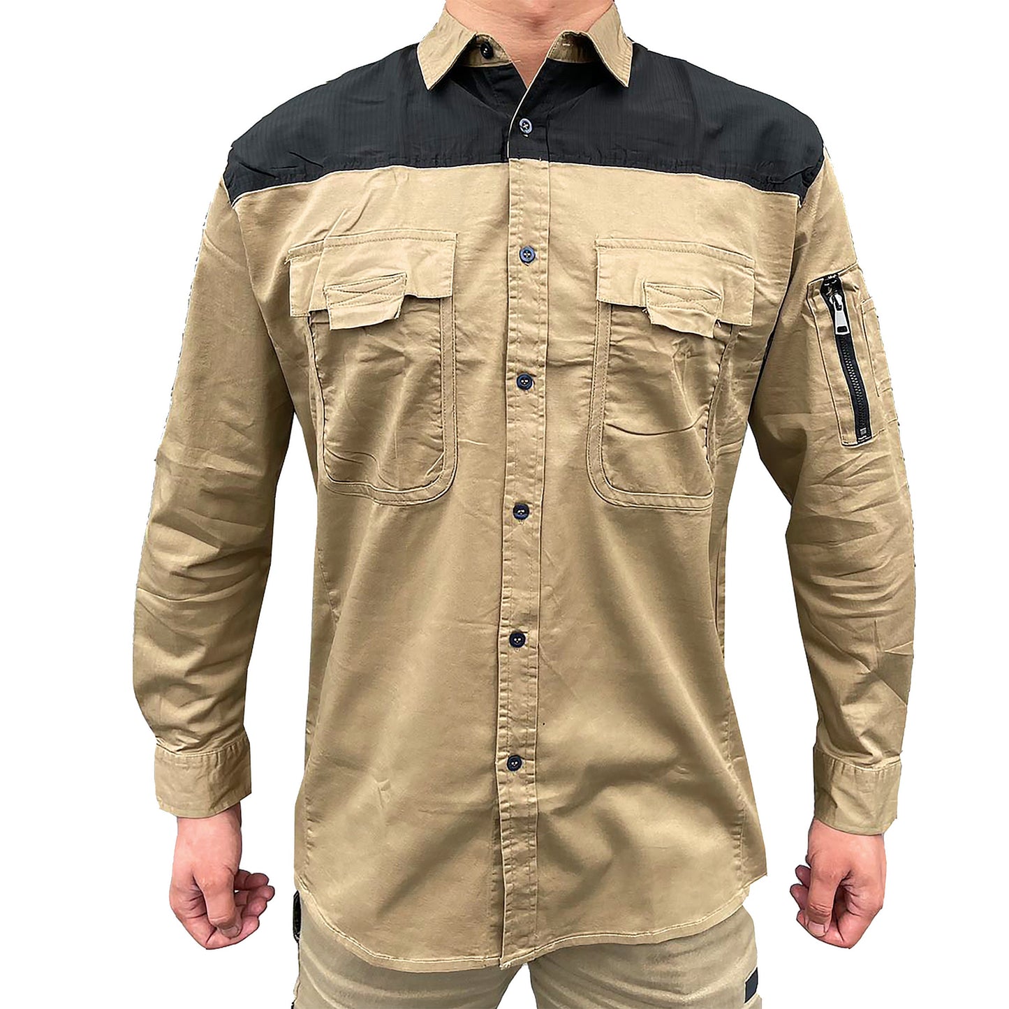 "Custom Mens Stretch Cotton Work Shirt – Logo Embroidery & Printing | NS Promo - NS PROMO"