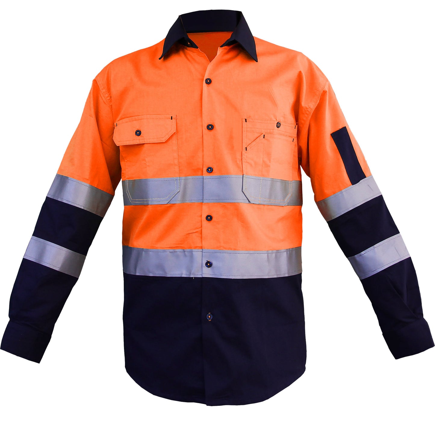 "Custom Hi Vis Work Shirt – Long Sleeve with Reflective Tape, Add Your Logo | NS Promo - NS PROMO"