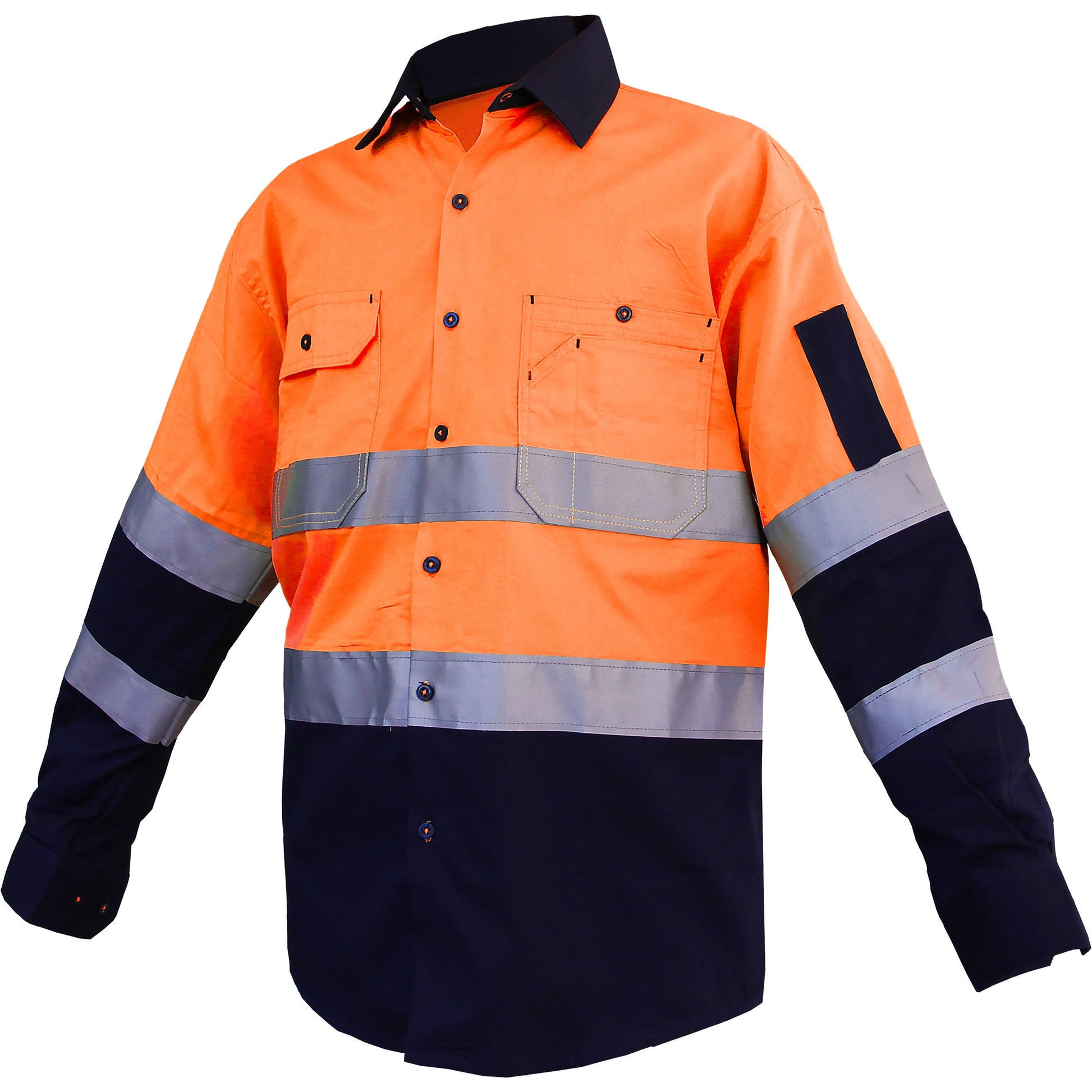 "Custom Hi Vis Work Shirt – Long Sleeve with Reflective Tape, Add Your Logo | NS Promo - NS PROMO"