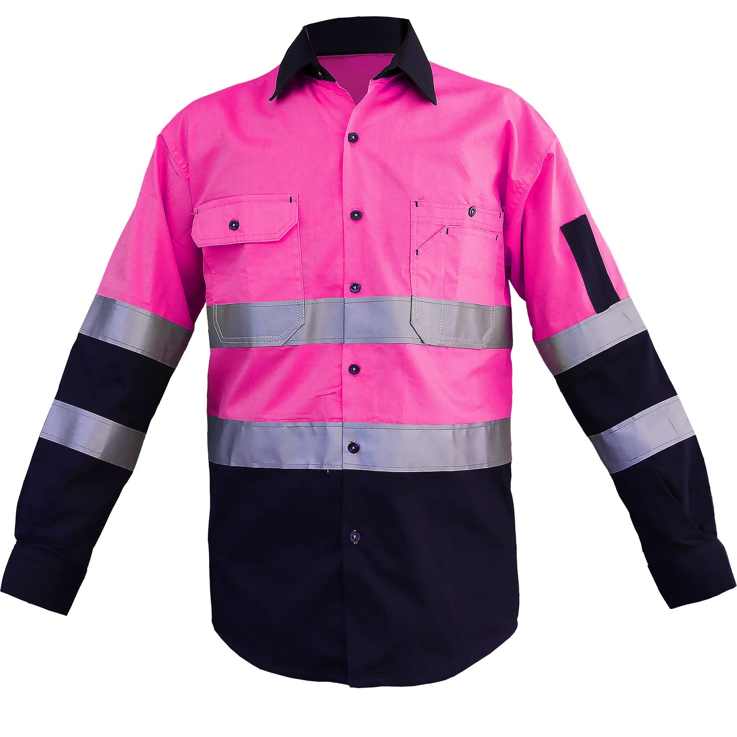 "Custom Hi Vis Work Shirt – Long Sleeve with Reflective Tape, Add Your Logo | NS Promo - NS PROMO"