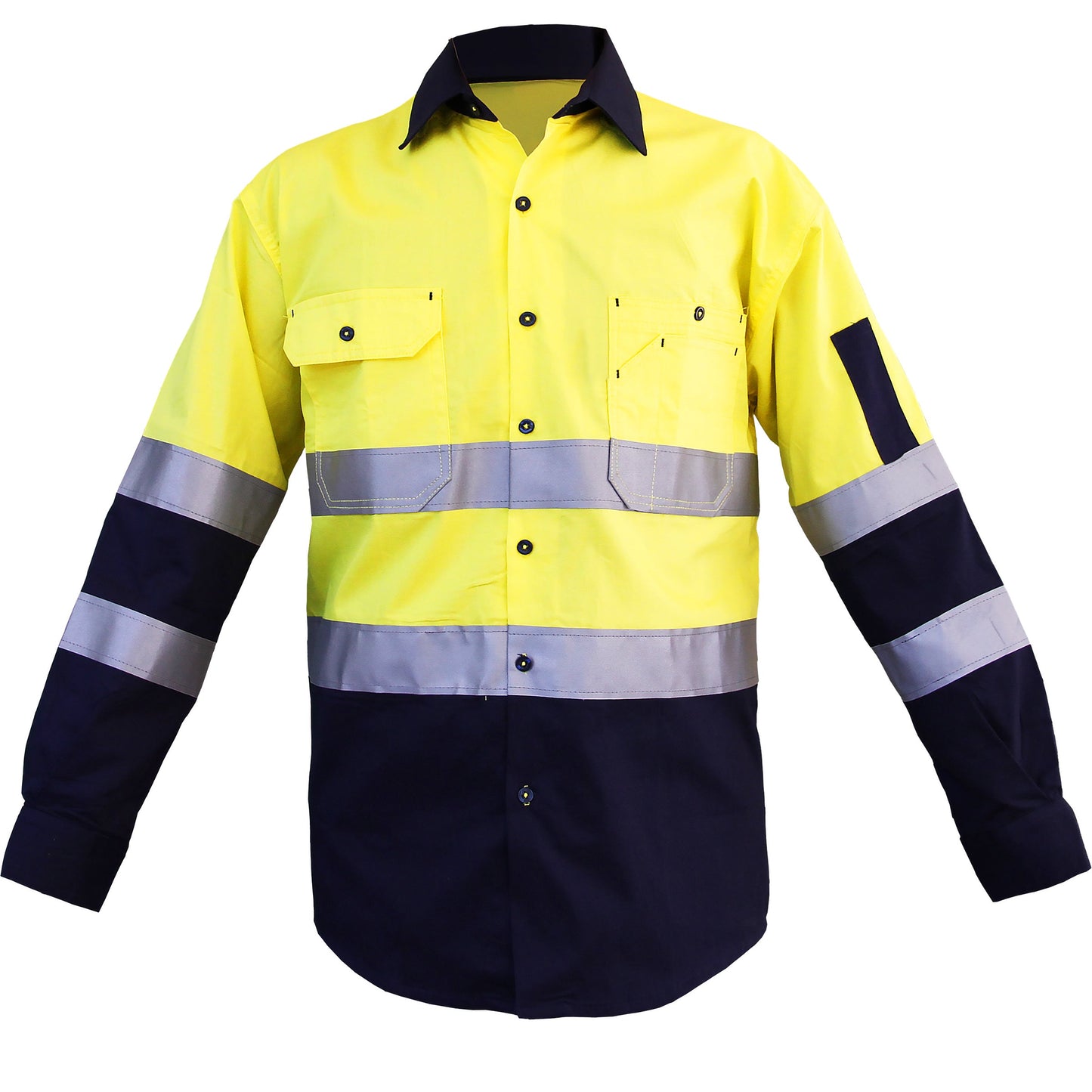 "Custom Hi Vis Work Shirt – Long Sleeve with Reflective Tape, Add Your Logo | NS Promo - NS PROMO"