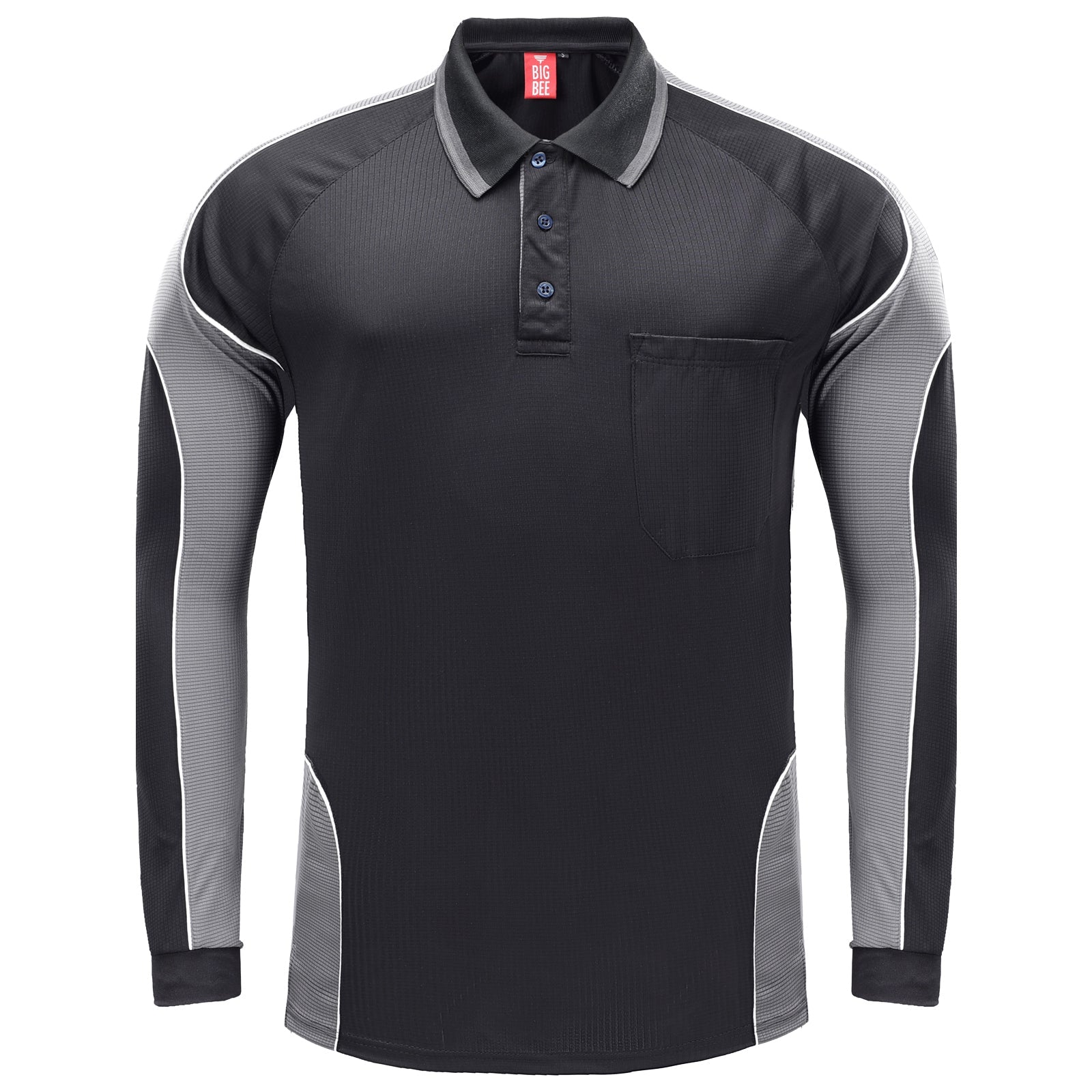 "Custom Mens Long Sleeve Panel Polo – Logo Printing & Embroidery | NS Promo - NS PROMO"