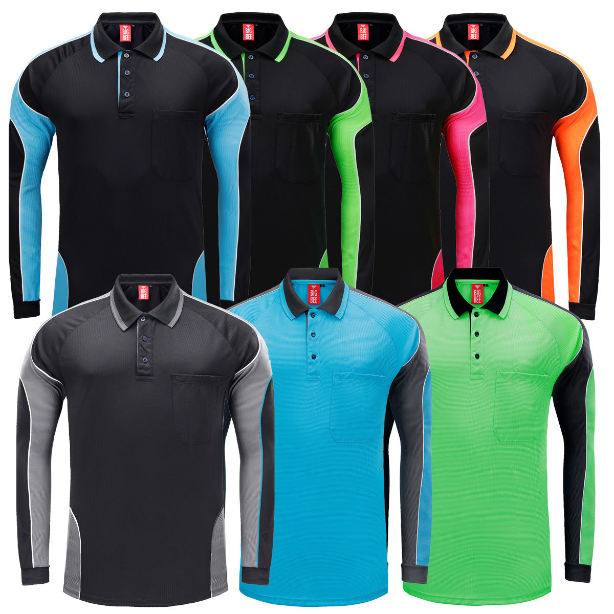 "Custom Mens Long Sleeve Panel Polo – Logo Printing & Embroidery | NS Promo - NS PROMO"