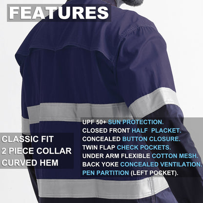 "Custom Mens Hi Vis Closed Front Work Shirt – Logo Embroidery & Printing | NS Promo - NS PROMO"