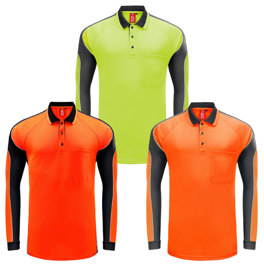 "Custom Hi Vis Long Sleeve Polo – Add Your Logo Printing | NS Promo - NS PROMO"