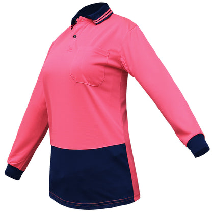 "Custom Womens Hi Vis Long Sleeve Polo – Add Your Logo Printing | NS Promo - NS PROMO"