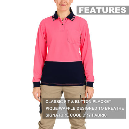 "Custom Womens Hi Vis Long Sleeve Polo – Add Your Logo Printing | NS Promo - NS PROMO"