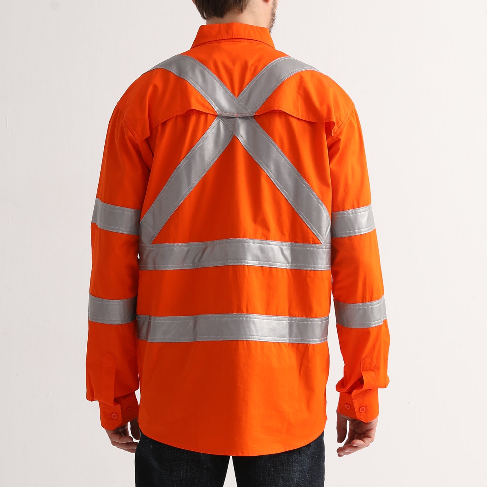 "Custom Mens Rail Compliant Hi Vis X Back Work Shirt – Add Your Logo | NS Promo - NS PROMO"