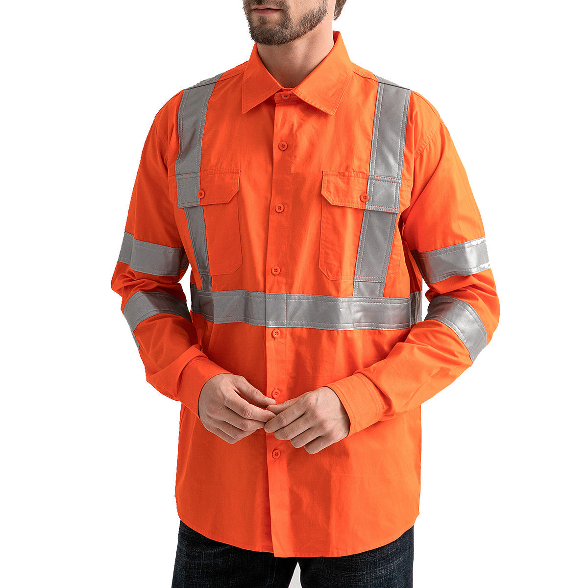 "Custom Mens Rail Compliant Hi Vis X Back Work Shirt – Add Your Logo | NS Promo - NS PROMO"