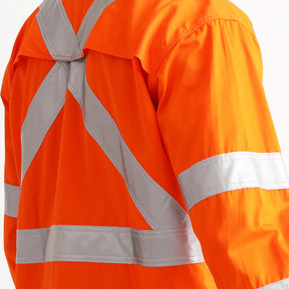 "Custom Mens Rail Compliant Hi Vis X Back Work Shirt – Add Your Logo | NS Promo - NS PROMO"