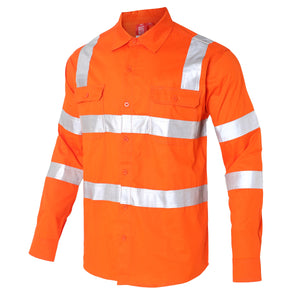"Custom Mens VIC Rail Hi Vis Work Shirt – H Pattern Reflective | NS Promo - NS PROMO"