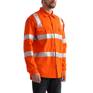 "Custom Mens VIC Rail Hi Vis Work Shirt – H Pattern Reflective | NS Promo - NS PROMO"