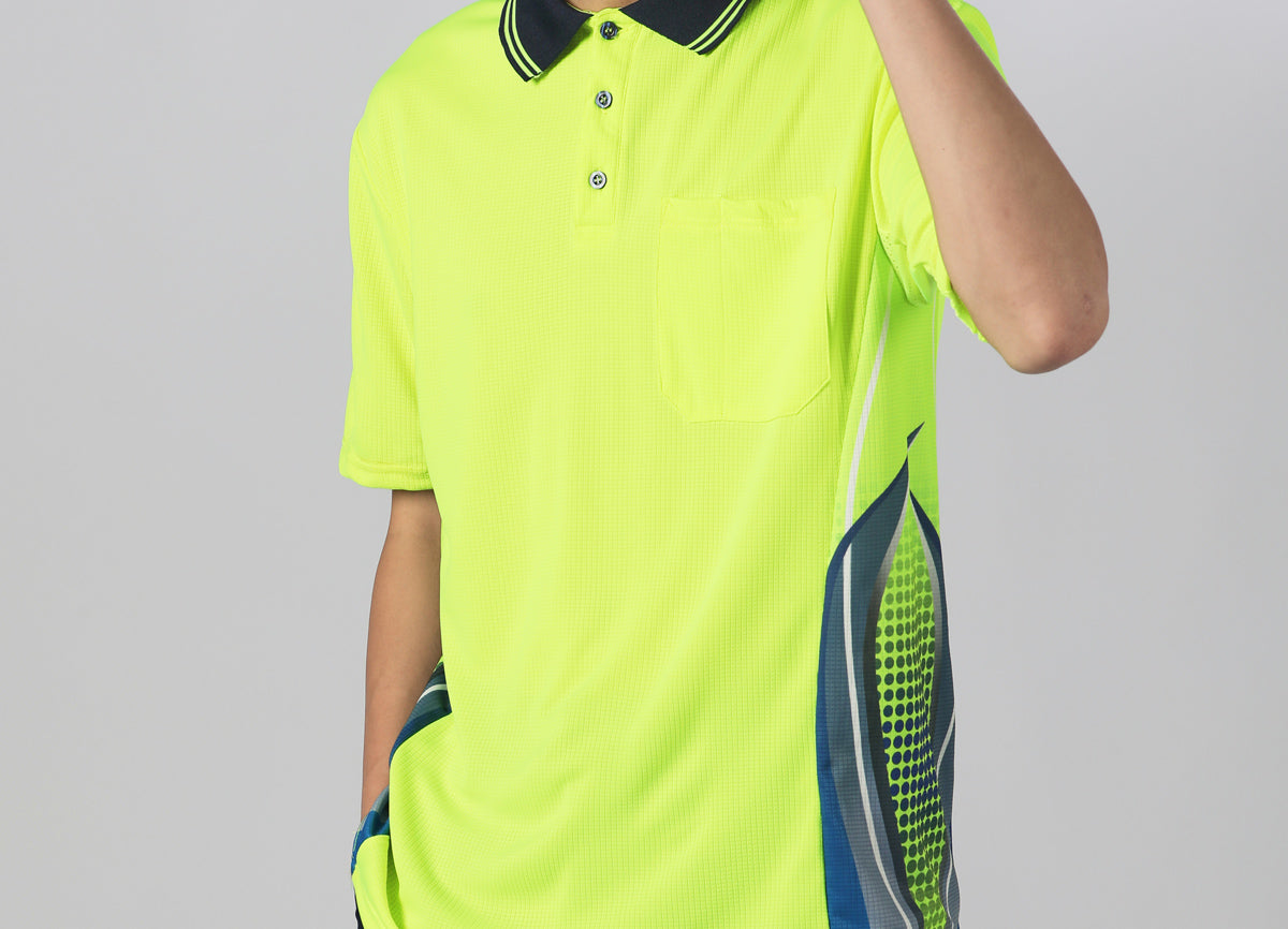 "Custom Hi Vis Tech-Vent Short Sleeve Polo – Add Your Logo | NS Promo - NS PROMO"