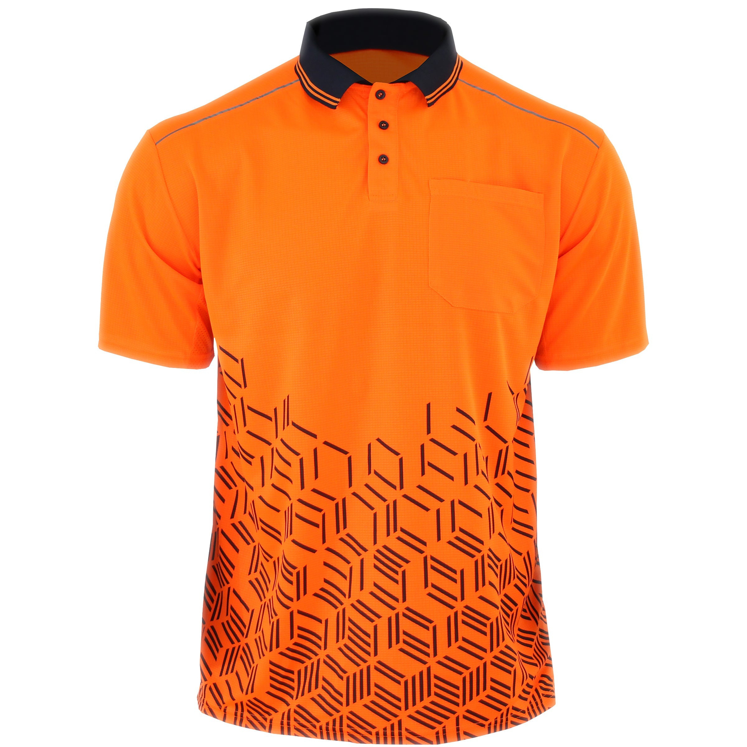 "Custom Hi Vis Two-Tone Polo – Fluoro Orange & Yellow Logo Printing | NS Promo - NS PROMO"
