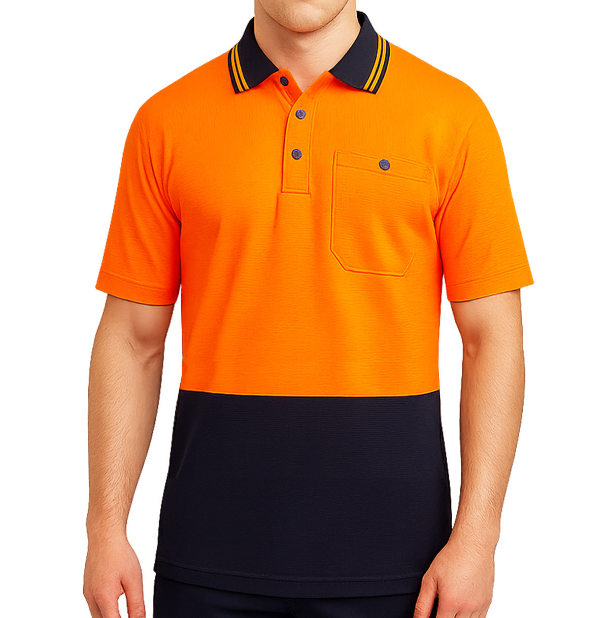 "Custom Hi Vis Short Sleeve Polo – Orange/Navy, Yellow/Navy, Pink/Navy | NS Promo - NS PROMO"