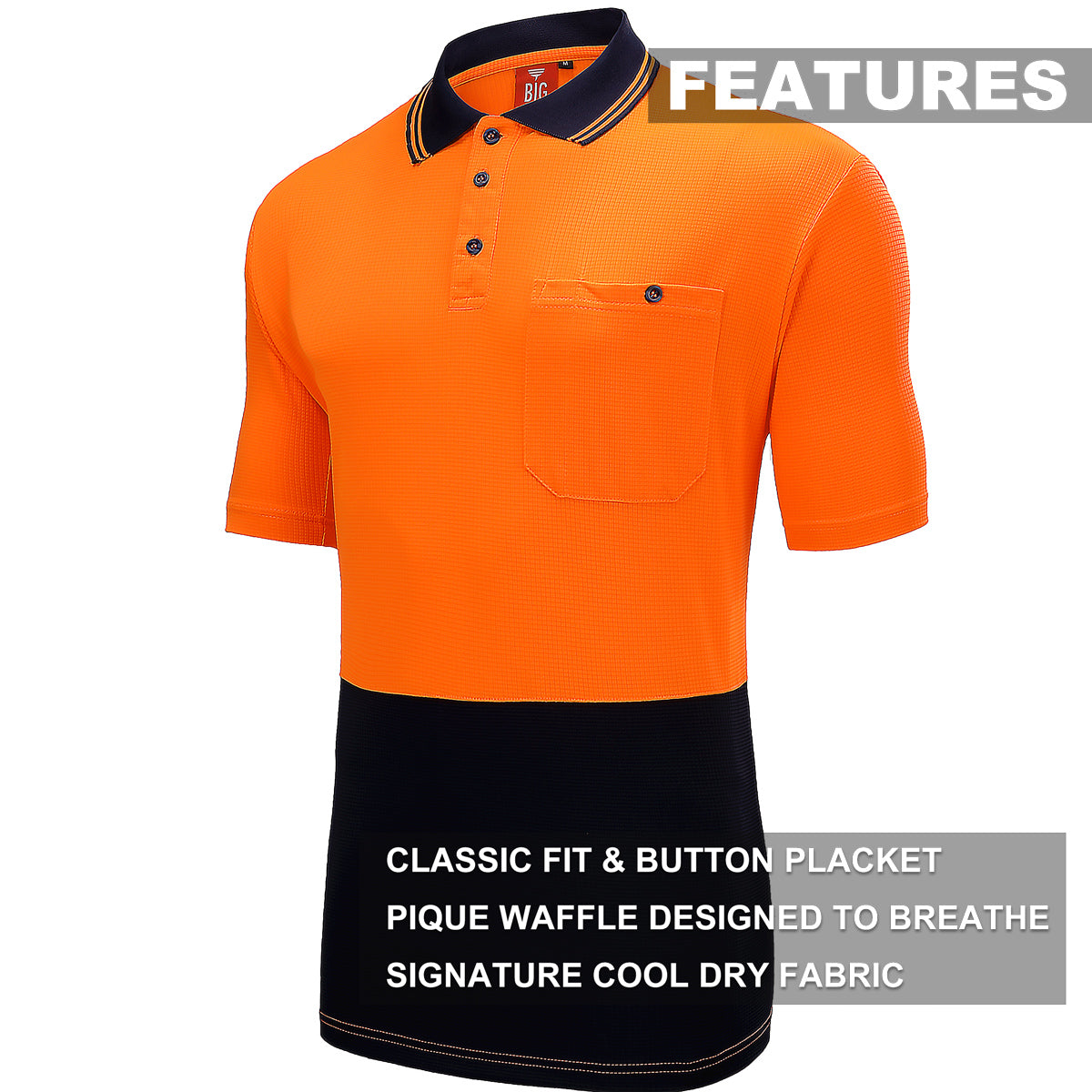 "Custom Hi Vis Short Sleeve Polo – Orange/Navy, Yellow/Navy, Pink/Navy | NS Promo - NS PROMO"