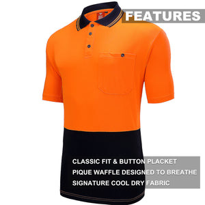 "Custom Hi Vis Short Sleeve Polo – Orange/Navy, Yellow/Navy, Pink/Navy | NS Promo - NS PROMO"