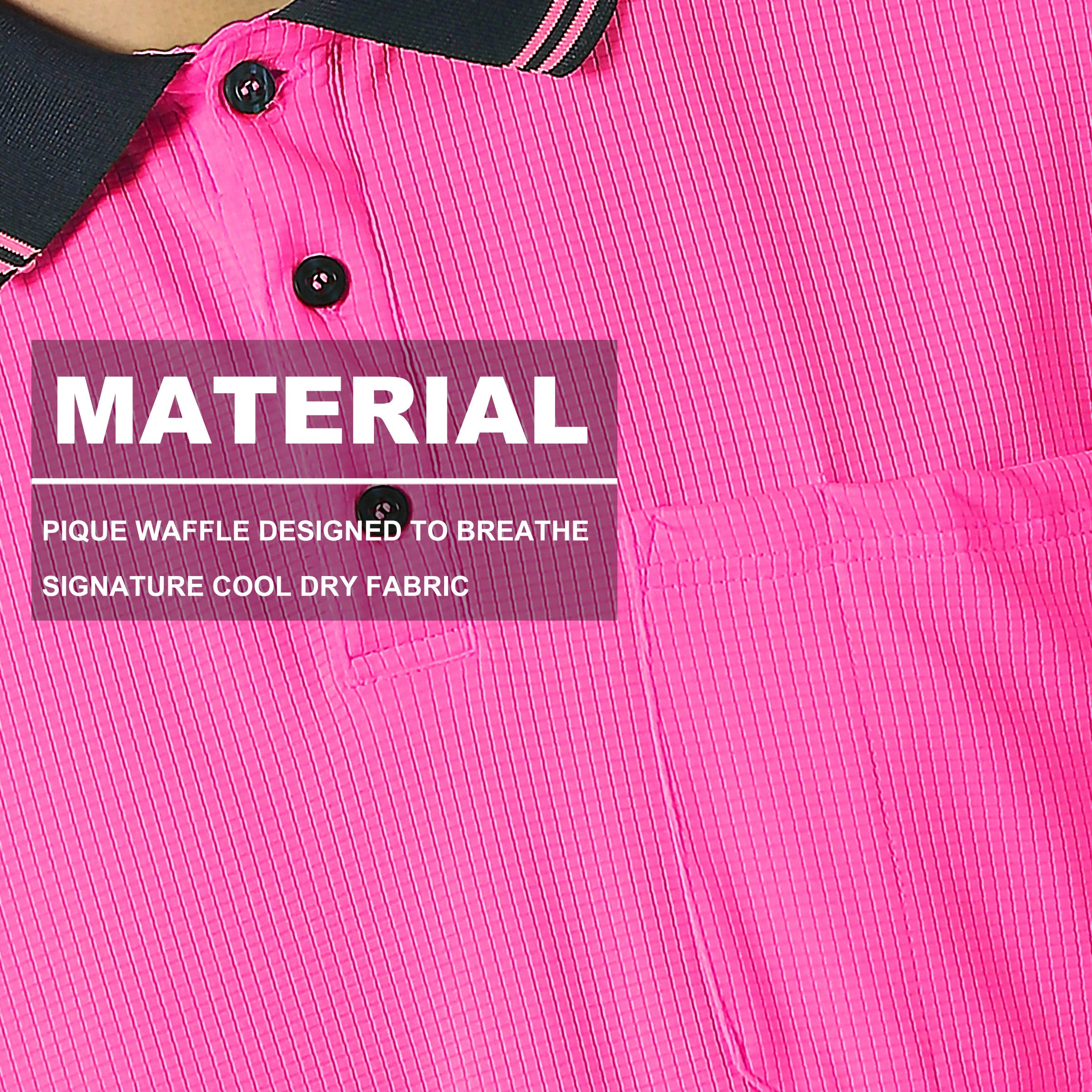 "Custom Hi Vis Short Sleeve Polo – Orange/Navy, Yellow/Navy, Pink/Navy | NS Promo - NS PROMO"