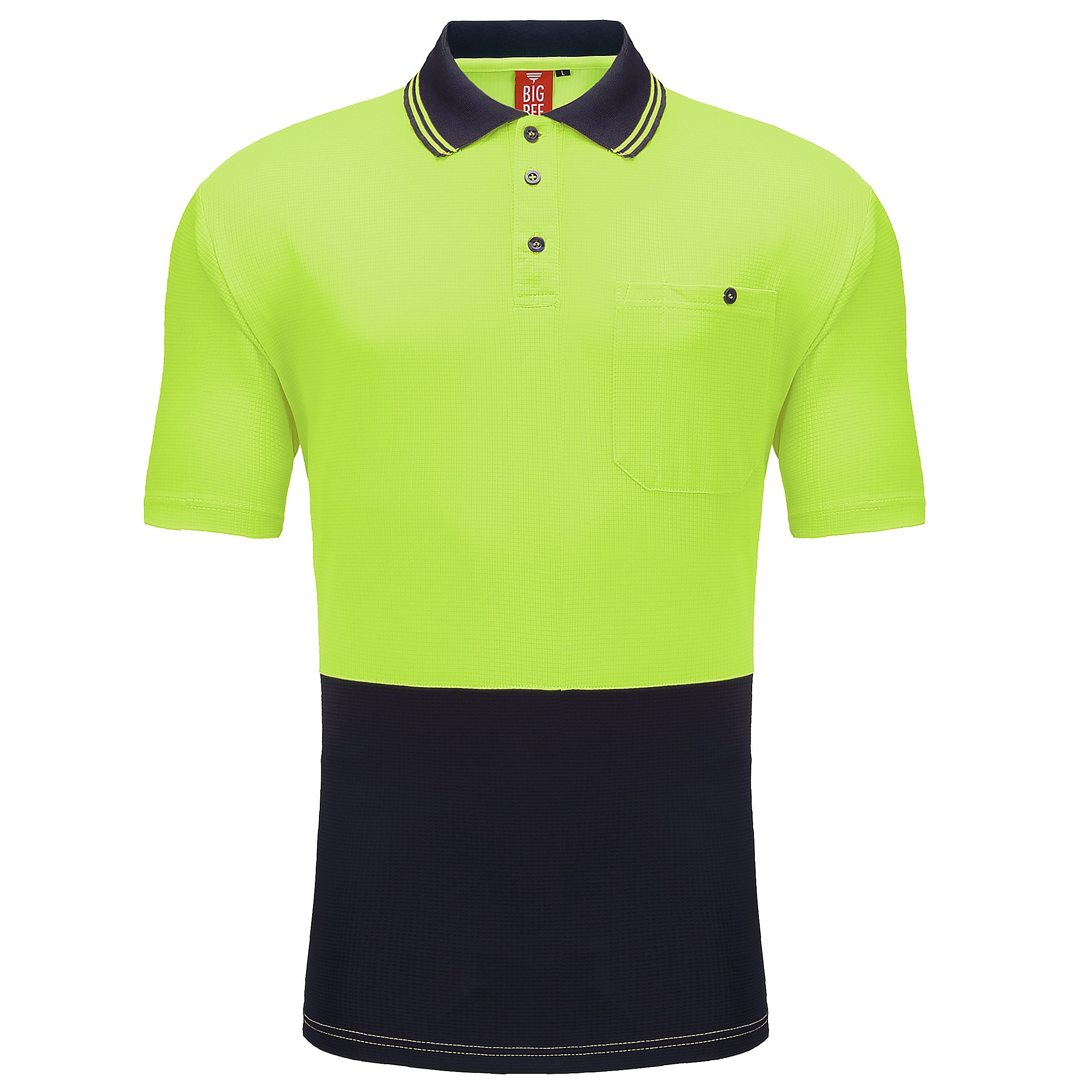 "Custom Hi Vis Short Sleeve Polo – Orange/Navy, Yellow/Navy, Pink/Navy | NS Promo - NS PROMO"