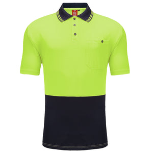 "Custom Hi Vis Short Sleeve Polo – Orange/Navy, Yellow/Navy, Pink/Navy | NS Promo - NS PROMO"