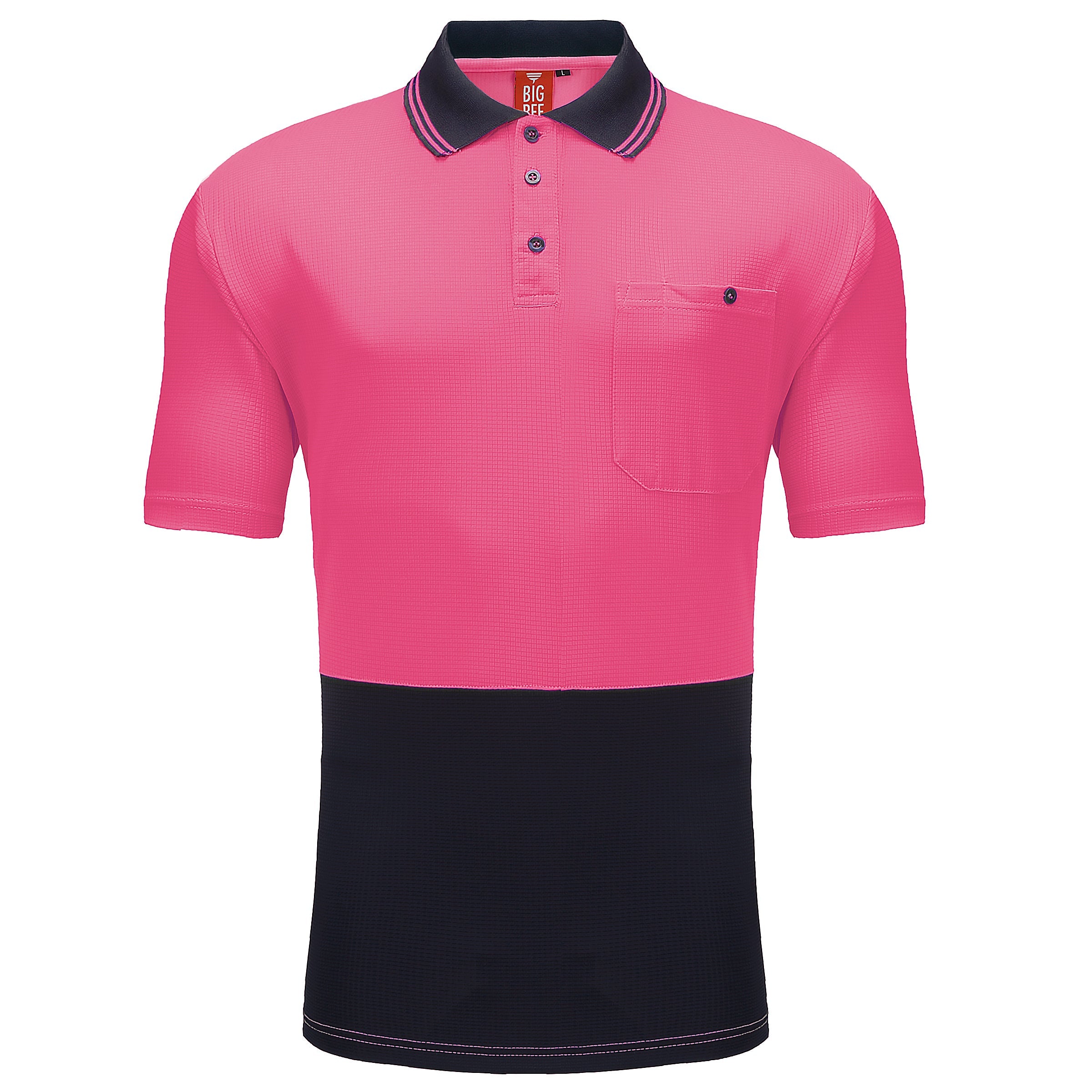 "Custom Hi Vis Short Sleeve Polo – Orange/Navy, Yellow/Navy, Pink/Navy | NS Promo - NS PROMO"