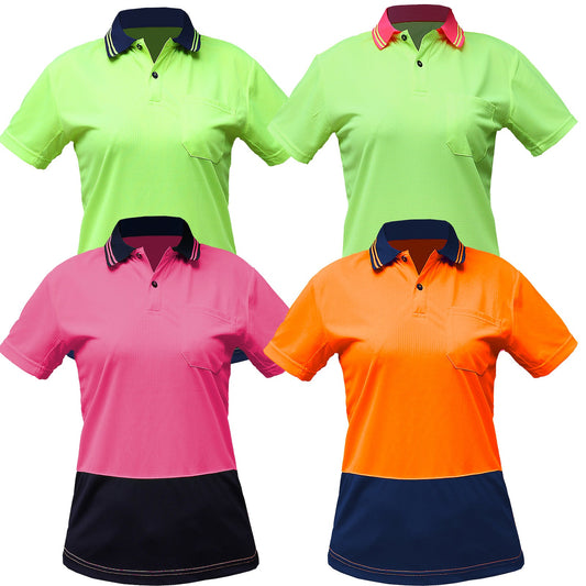"Custom Womens Hi Vis Short Sleeve Polo – Orange, Yellow, Pink | NS Promo - NS PROMO"