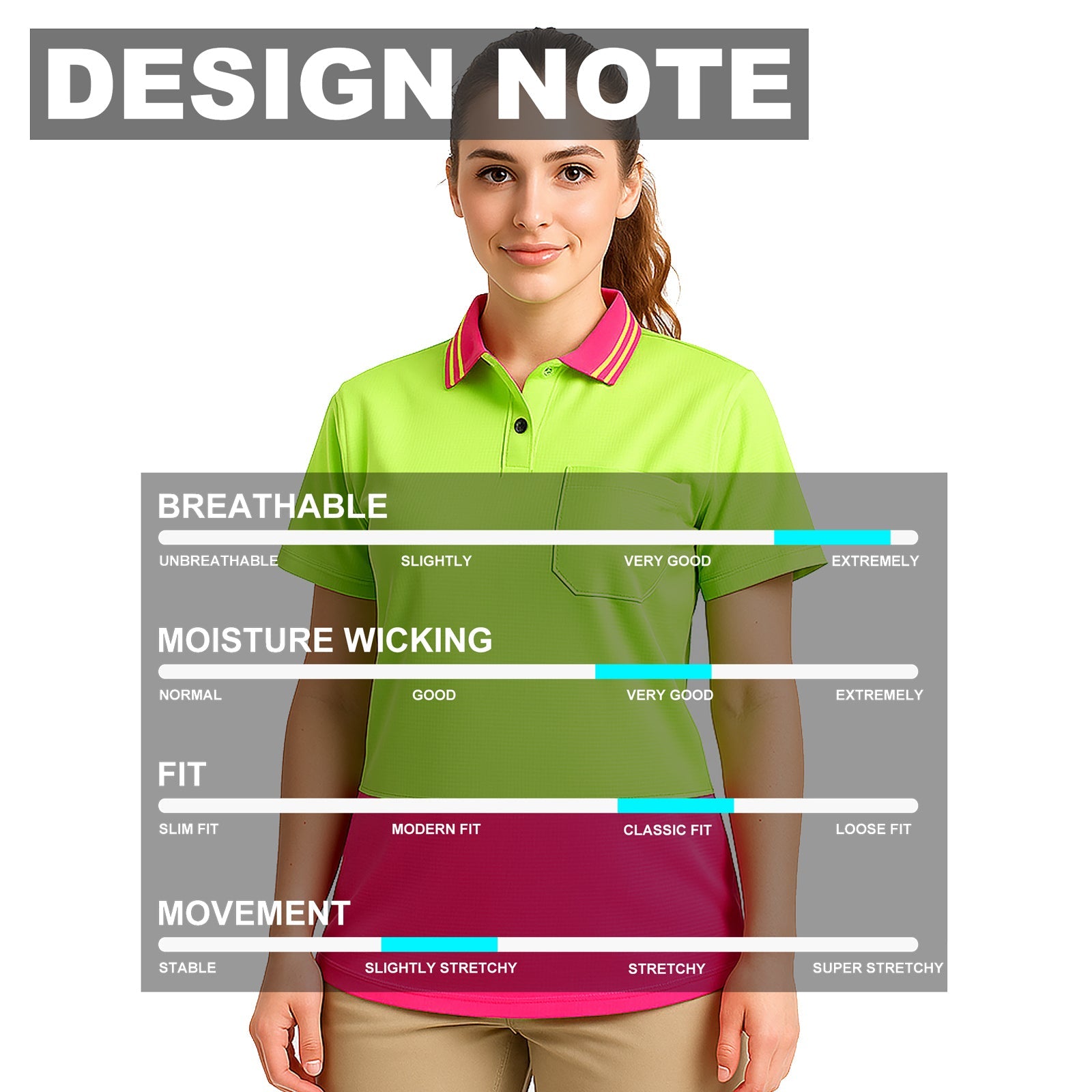 "Custom Womens Hi Vis Short Sleeve Polo – Orange, Yellow, Pink | NS Promo - NS PROMO"