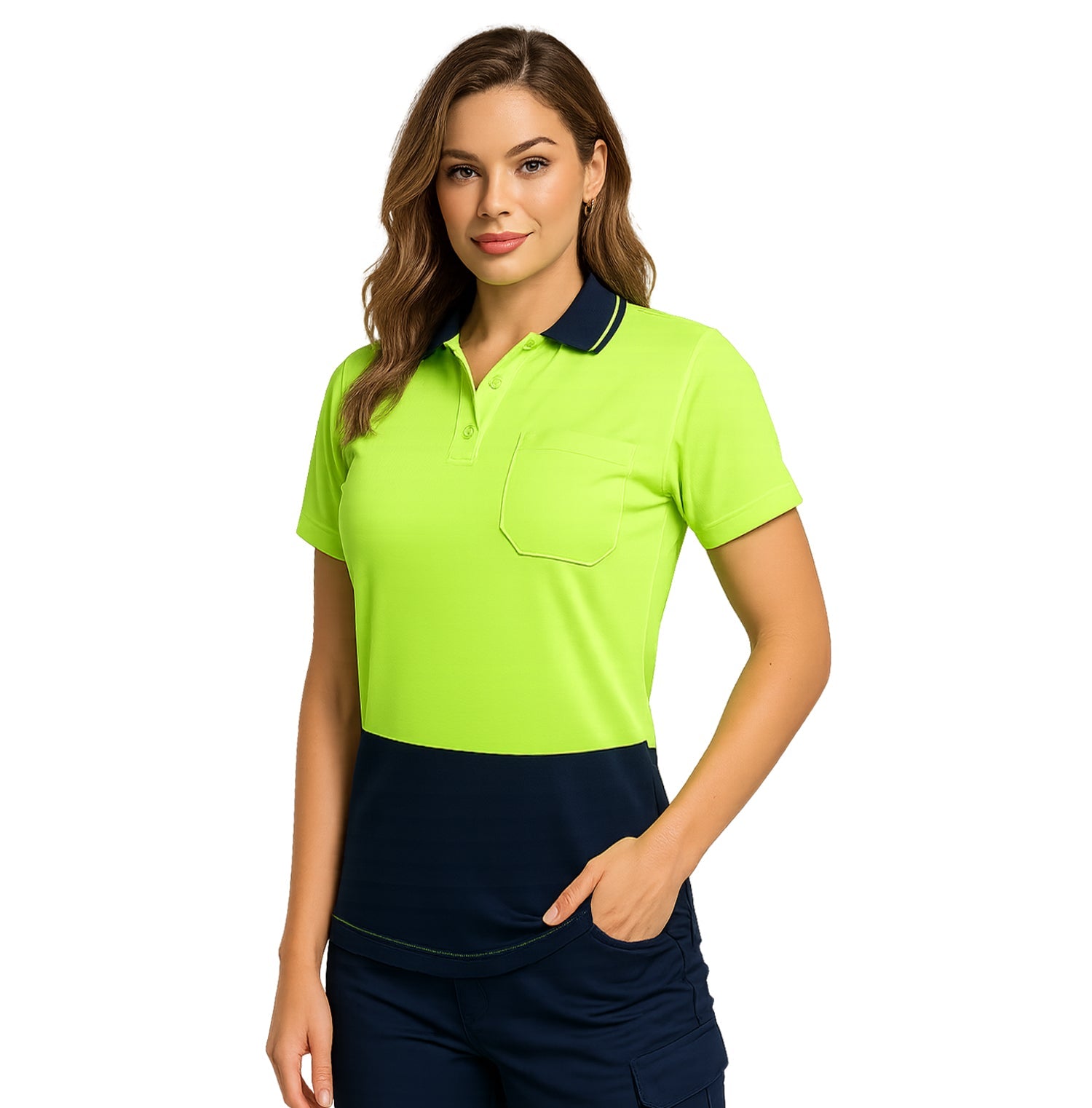 "Custom Womens Hi Vis Short Sleeve Polo – Orange, Yellow, Pink | NS Promo - NS PROMO"