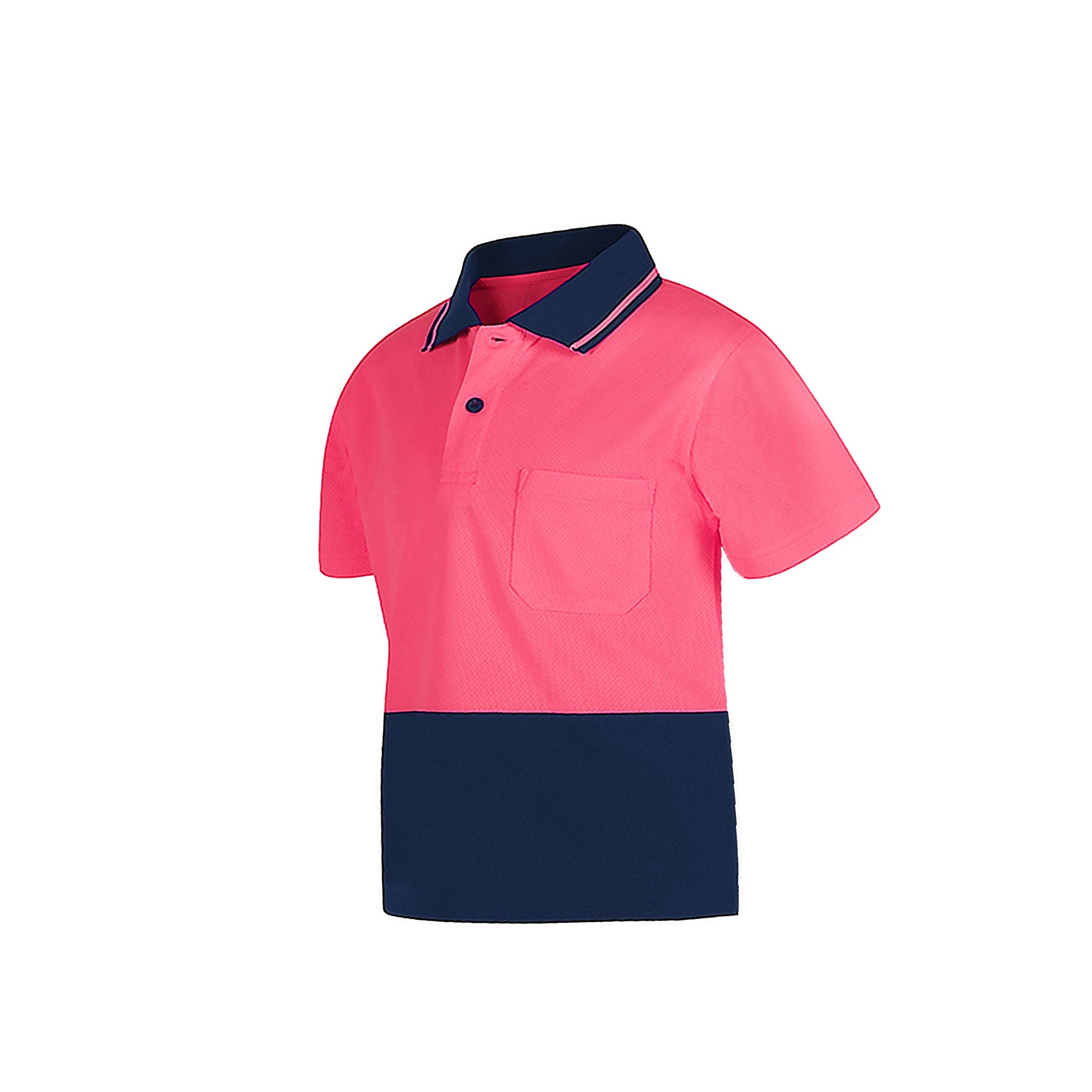 "Custom Kids Hi Vis Short Sleeve Polo – Orange/Navy, Yellow/Navy, Pink/Navy | NS Promo - NS PROMO"
