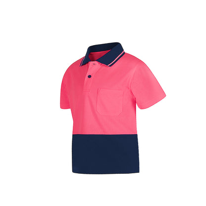 "Custom Kids Hi Vis Short Sleeve Polo – Orange/Navy, Yellow/Navy, Pink/Navy | NS Promo - NS PROMO"