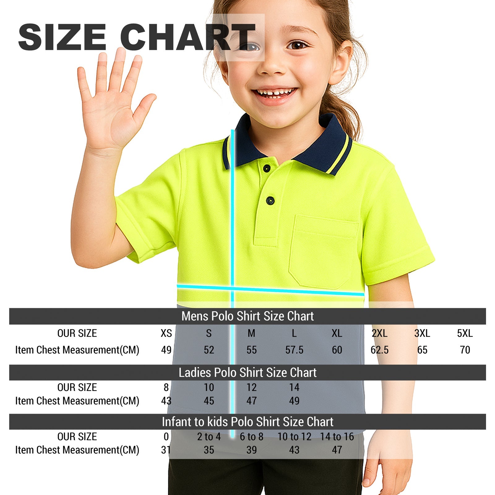 "Custom Kids Hi Vis Short Sleeve Polo – Orange/Navy, Yellow/Navy, Pink/Navy | NS Promo - NS PROMO"