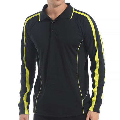 "Custom ISUSI Flow Mens Long Sleeve Polo – Logo Printing & Embroidery | NS Promo - NS PROMO"