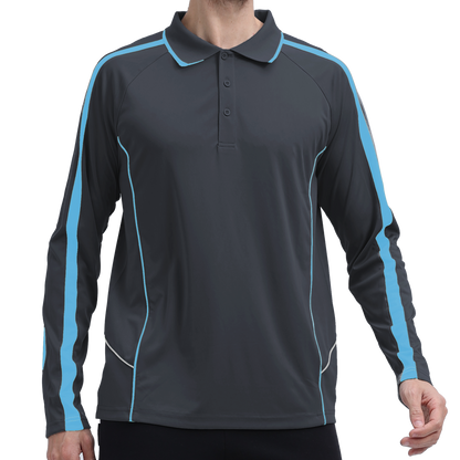 "Custom ISUSI Flow Mens Long Sleeve Polo – Logo Printing & Embroidery | NS Promo - NS PROMO"